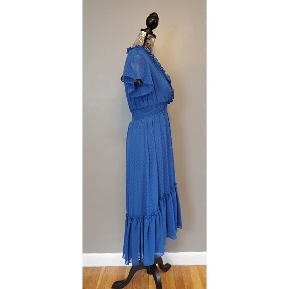 Cobalt royal blue flowy midi dress - Picture 2 of 7
